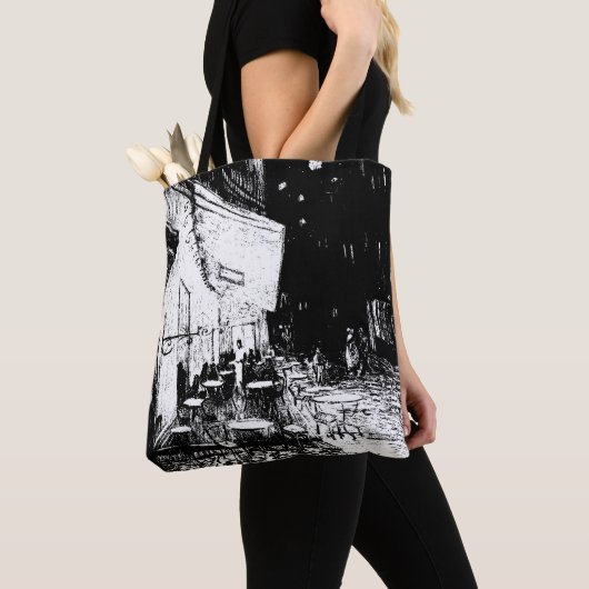 Cafe Terrace bij nacht Tote Bag (Dichtbij)