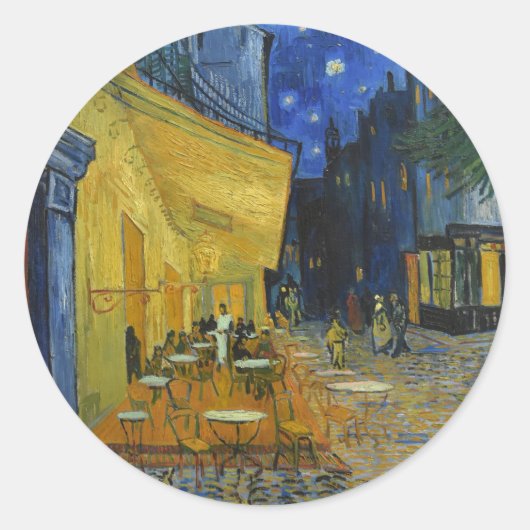 Cafe Terrace bij nacht | Vincent van Gogh Ronde Sticker (Voorkant)