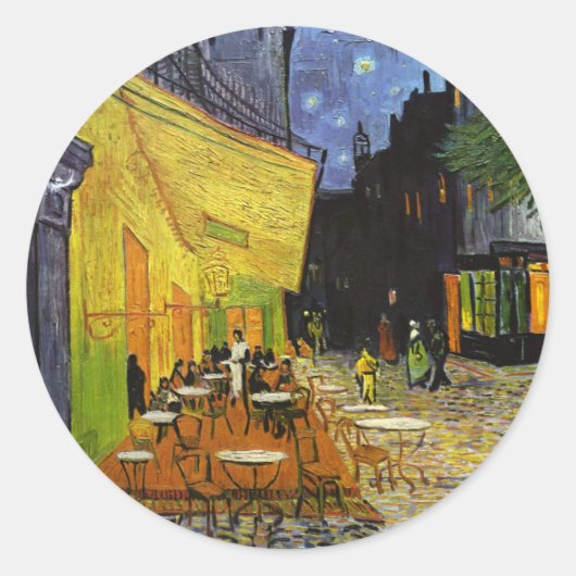 Cafe Terrace bij Night Van Gogh Ronde Sticker (Voorkant)