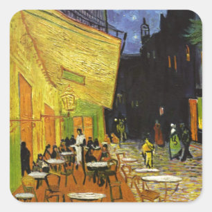 Cafe Terrace bij Night Van Gogh Vierkante Sticker