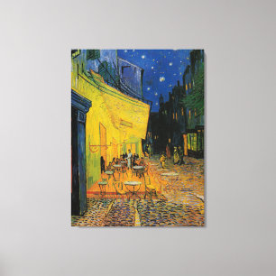 Cafe Terrace 's nachts Canvas Afdruk