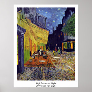 Cafe Terrace 's nachts door Vincent van Gogh Poster