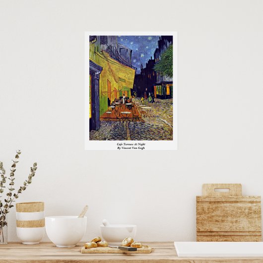 Cafe Terrace 's nachts door Vincent van Gogh Poster (Keuken)