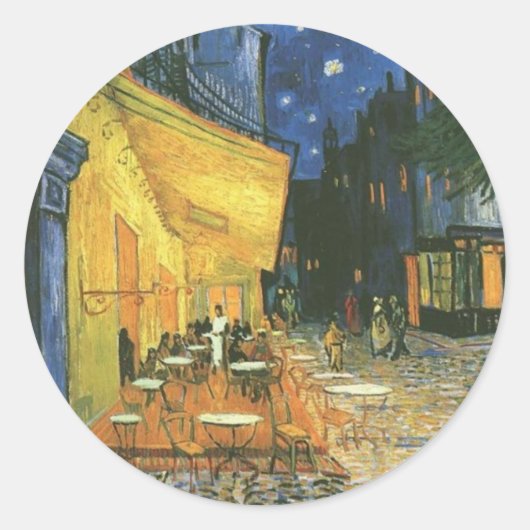 Cafe Terrace - Vincent van Gogh Ronde Sticker (Voorkant)