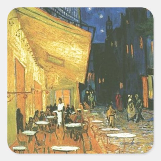 Cafe Terrace - Vincent van Gogh Vierkante Sticker (Voorkant)