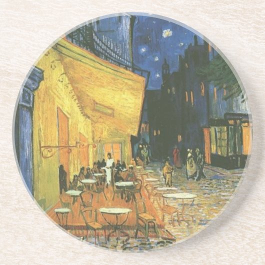 Cafe Terrace - Vincent van Gogh Zandsteen Onderzetter (Voorkant)