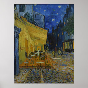 Café-terras aan de Place du Forum, Arles bij nacht Poster