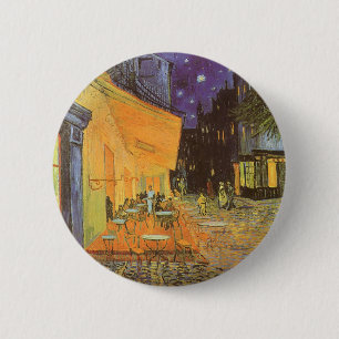 Café-terras aan de Place du Forum, Arles bij nacht Ronde Button 5,7 Cm