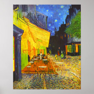 Cafe Terras bij Nacht Poster