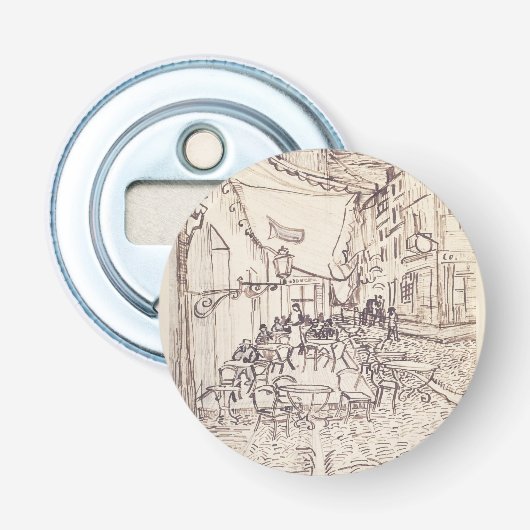 Café Terras bij Nacht, Schets van de Schone Kunste Button Flesopener (Voorkant)