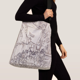 Café Terras bij Nacht, Schets van de Schone Kunste Crossbody Tas