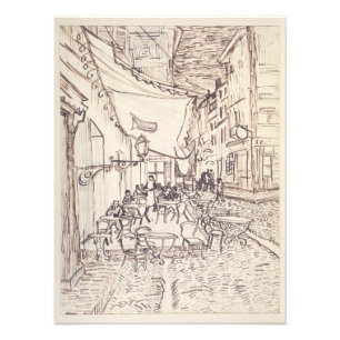 Café Terras bij Nacht, Schets van de Schone Kunste Foto Afdruk