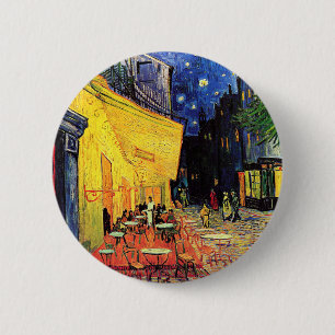 Café Terras op het Place du Forum, Arles 's nachts Ronde Button 5,7 Cm