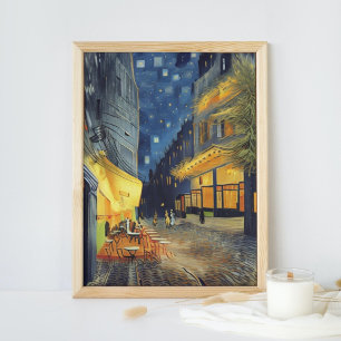 Café Terras 's nachts de beroemde in nieuwe stijl Poster