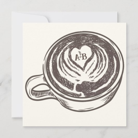 Café thema bruidsfeest  kaart (Achterkant)