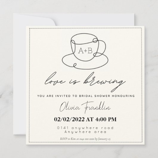 Café thema bruidsfeest  kaart (Voorkant)