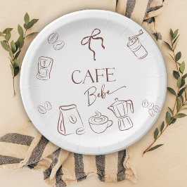 Café Thema Cafe Bebe Brouwende Baby Shower Papieren Bordje