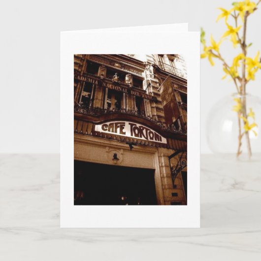 Cafe Tortoni Blank Wenskaart Kaart (Gele Bloem)