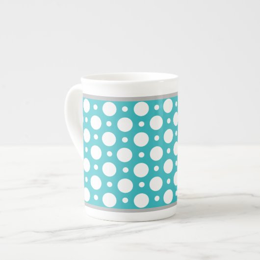 Cafe Turquoise Assorted Polka Dots Bone China Mok (Links)