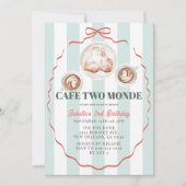 Cafe Two Monde Roze Strik Uitnodiging 2e Verjaarda (Voorkant)