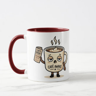 Café Wakker Schattig Slaperig Koffie Mascotte Illu Mok
