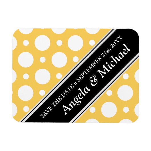 Cafe Yellow Assorted Polka Dots Save the Date Magneet (Horizontaal)