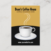 Café Zwart en Beige Koffiewinkel Verticaal Groot Visitekaartje (Voorkant)