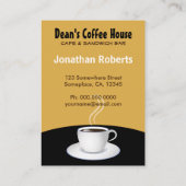 Café Zwart en Beige Koffiewinkel Verticaal Groot Visitekaartje (Achterkant)
