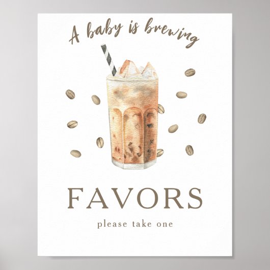 Cafébrouwen baby shower gunsten poster (Voorkant)