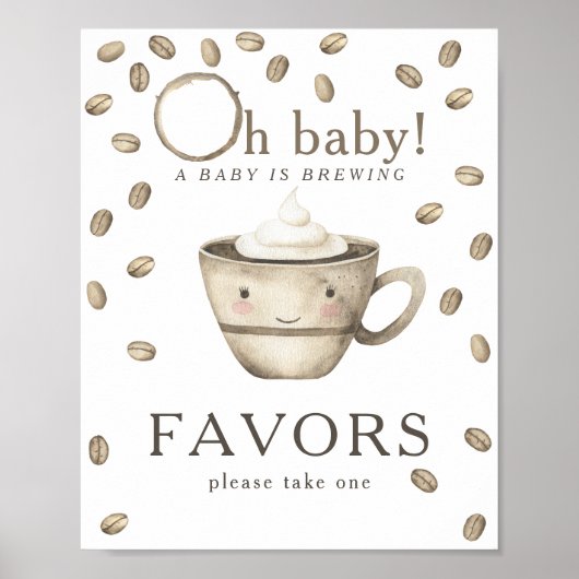 Cafébrouwen baby shower gunstgeschenken poster (Voorkant)