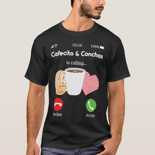 Cafecito Cafe Conchas Cute Spanish Pun Coffee T-shirt (Voorkant)