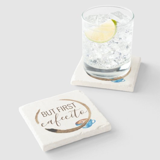 Cafecito Coffee Mok Cubaanse Espresso Waterverf Stenen Onderzetter (Zijkant)