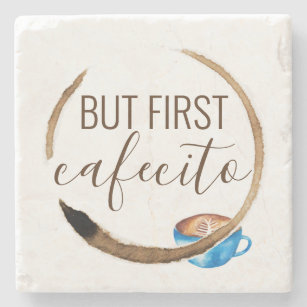 Cafecito Coffee Mok Cuban Espresso Waterverf Stenen Onderzetter