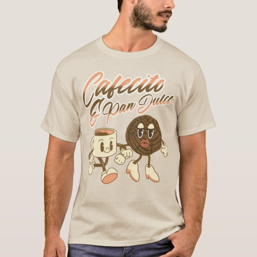 Cafecito & Pan Dulce Retro Spaans T-shirt (Voorkant)
