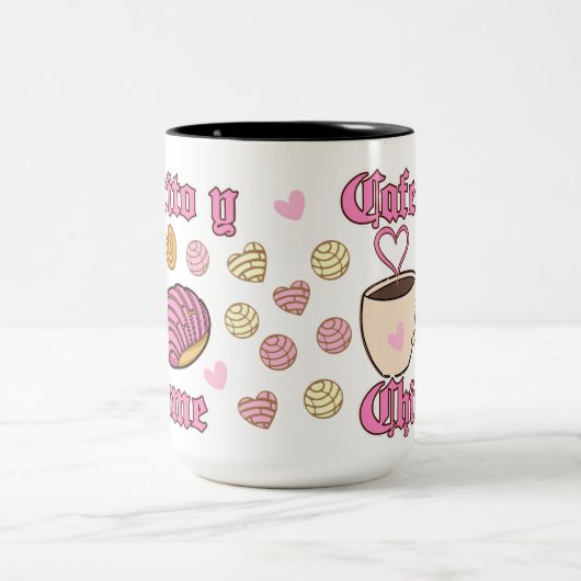 Cafecito y Chisme pan dulce Tweekleurige Koffiemok (Center)