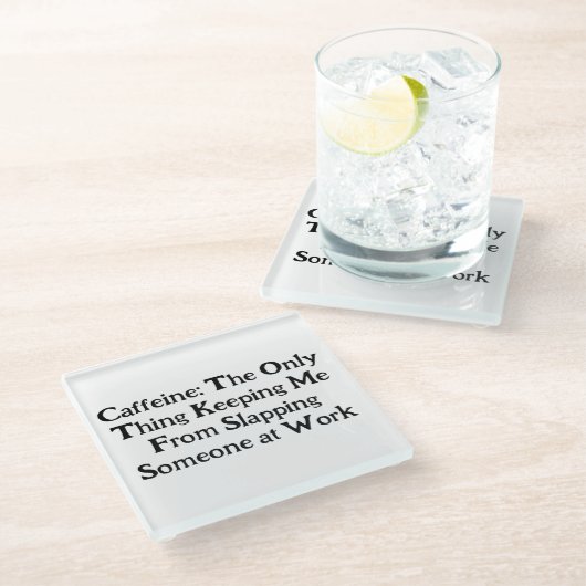 Cafeïne-aangedreven sarcasme koffie - Onderzetter Glazen Onderzetter (Schuin)