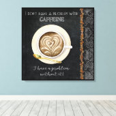 Cafeïne Cappuccino Hart Kunst Koffiewinkel Kunst Canvas Afdruk (Insitu (Houten vloer))