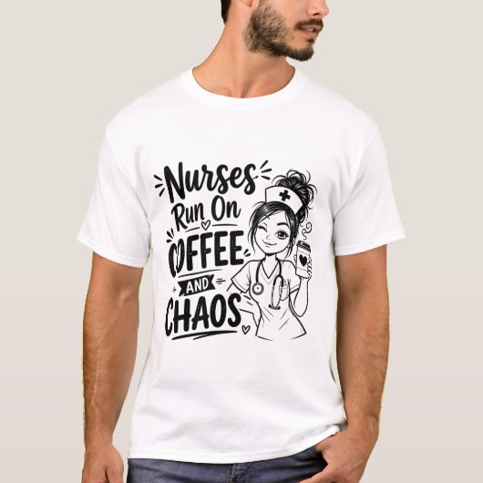 Cafeïne. Chaos. Compassie. Herhaal. T-shirt (Voorkant)