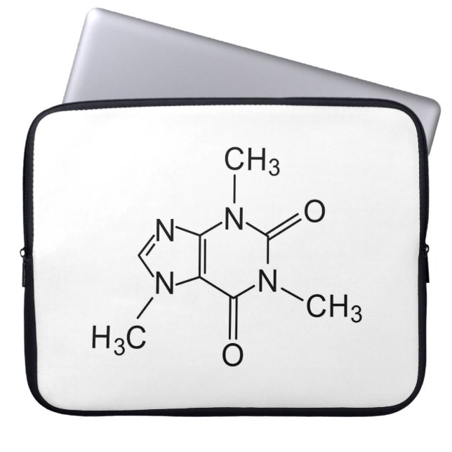 cafeïne chemische formule koffiechemie-element laptop sleeve (Voorkant)