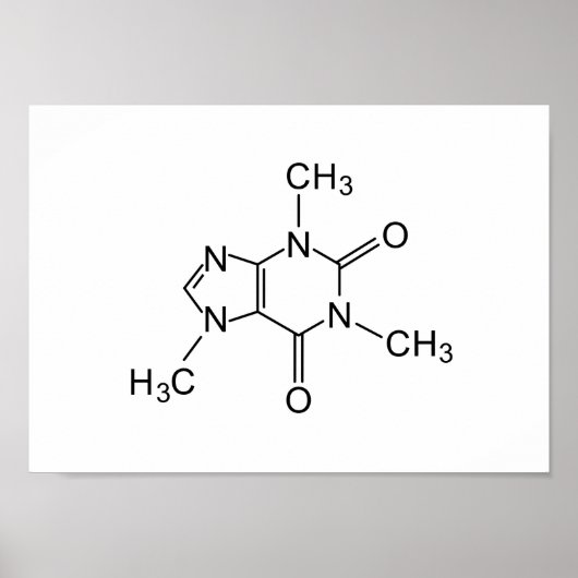 cafeïne chemische formule koffiechemie-element poster (Voorkant)
