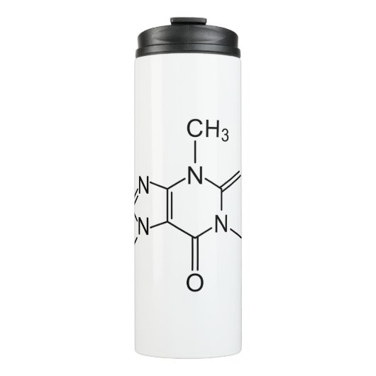 cafeïne chemische formule koffiechemie-element thermosbeker (Voorkant)