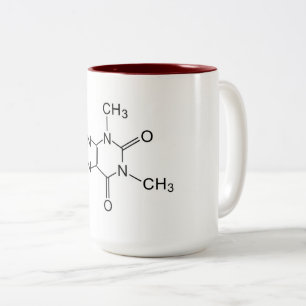 cafeïne chemische formule koffiechemie-element tweekleurige koffiemok