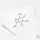 cafeïne chemische formule koffiechemie-element vierkante sticker (Envelop)