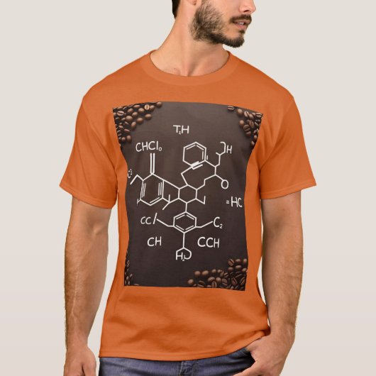Cafeïne Chemische Formule T-Shirt: Wetenschappelij T-shirt (Voorkant)