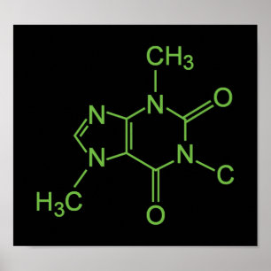 Cafeïne Coffiemolecuul Chemisch Diagram Poster