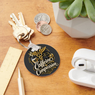 Cafeïne & Compassie Grappig Verpleegster Cadeau Sleutelhanger