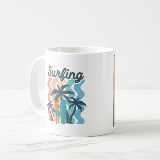 Cafeïne & Confidence Surf Vibe Mok (Voorkant links)