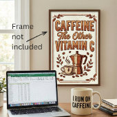 Cafeïne De Andere Vitamine C Vintage Koffie Poster