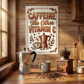 Cafeïne De Andere Vitamine C Vintage Koffie Poster