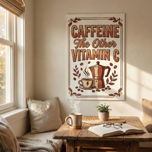 Cafeïne De Andere Vitamine C Vintage Koffie Poster